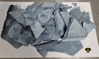 Pile of blue-gray crystalline substance