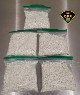 Four bags of white pills