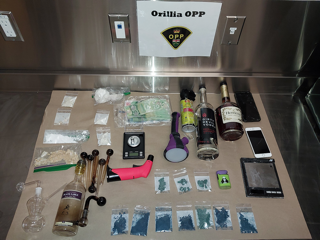 Various items on a metal surface.