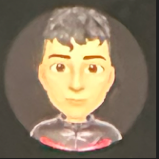Animated man with short dark hair and a red and black shirt
