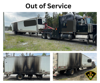Semi-truck and trailer, out of service