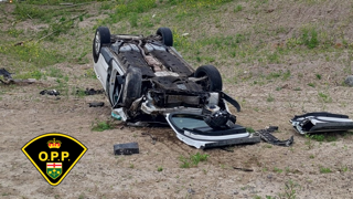 Vehicle overturned, damaged