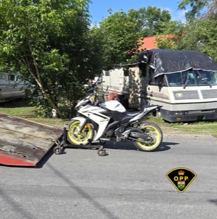 Motorcycle on a tow trailer