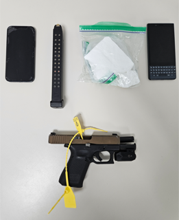 Firearm, magazine, baggies