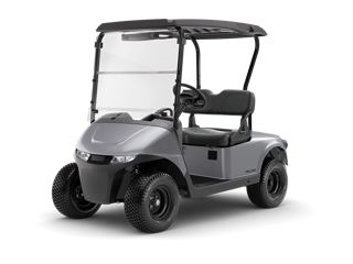 Gray golf cart with black accents