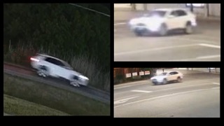 Blurry white SUV driving on a road. Blurry white SUV driving on a street. Blurry white sedan driving on a street.