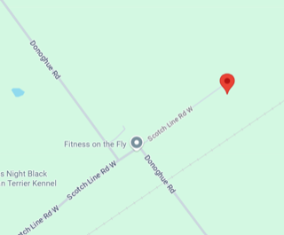 Map showing Scotch Line Road W and Donohue Road intersection.