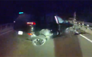 Motorcycle crash on a dark road