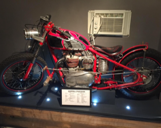 Red custom motorcycle.