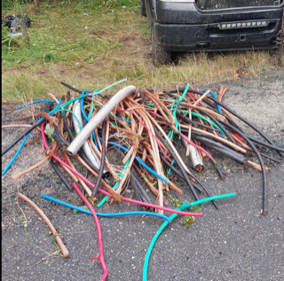 Pile of electrical wiring and conduit.