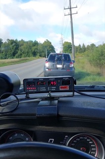 Dashboard with radar display showing 45