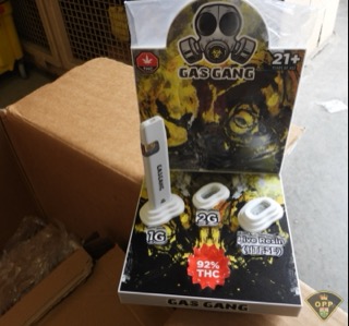Gas Gang packaging with cannabis products.