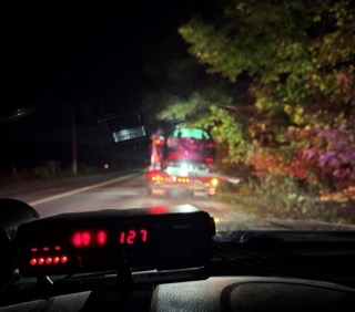 Emergency vehicle lights and dashboard display.