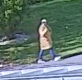 Person walking across a crosswalk