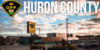 Police station with sunset sky