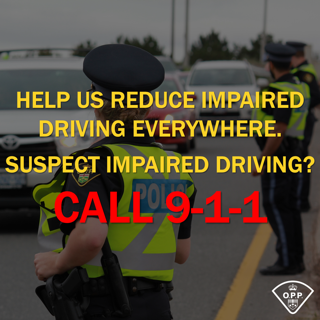 Close-up of a police officer's uniform and hat. Help us reduce impaired driving everywhere. Suspect impaired driving? CALL POLICE 911