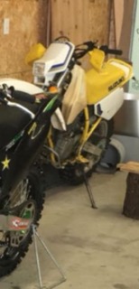 Dirt bike on a stand