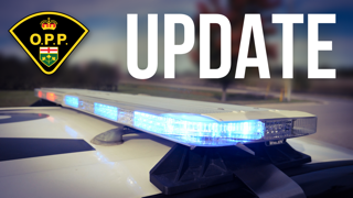 OPP crest. Blue and white emergency lights.